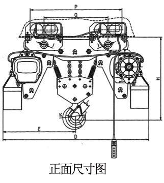 低凈空環(huán)鏈電動葫蘆正面尺寸圖