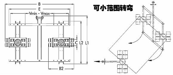 14噸JUNG帶框架組合式搬運(yùn)小坦克尺寸圖