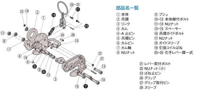 HA-110三木橫吊鋼板鉗結(jié)構(gòu)分解圖